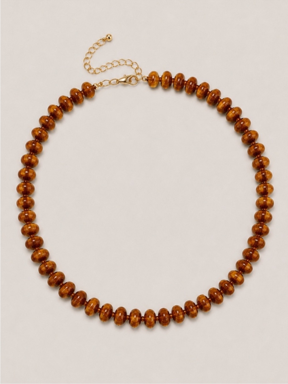New! Neutral Amber Brown Beaded Necklace NWOT